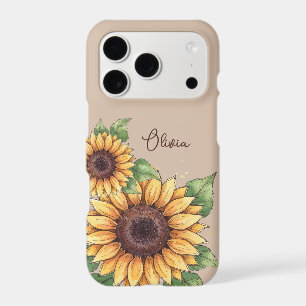 Custom Name Watercolor Sunflower Rustic