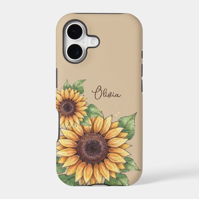 Custom Name Watercolor Sunflower Rustic (Back)