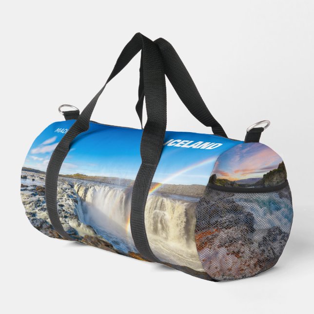 Custom Name Waterfalls of Iceland Duffle Bag (Right Corner)