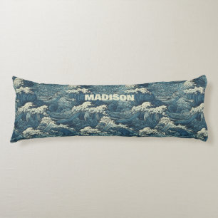 Custom Name Waves Pattern Body Cushion