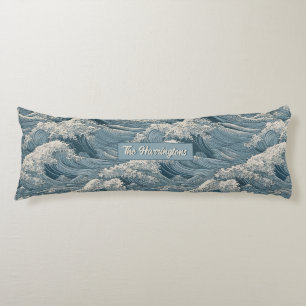Custom Name Waves Pattern Body Cushion