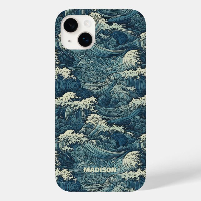 Custom Name Waves Pattern Case-Mate iPhone Case (Back)