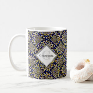 Custom Name We Are Watching You Navy & Gold Deco Coffee Mug