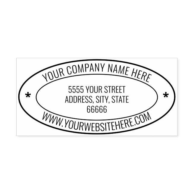 Custom Name Website Info Address Oval Rubber Stamp (Imprint)
