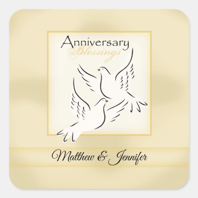 Custom Name, Wedding Anniversary Blessings Square Sticker (Front)