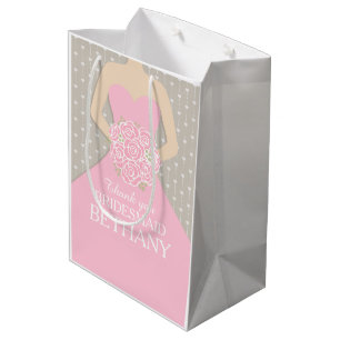 Custom name wedding bridesmaid dress pink bag