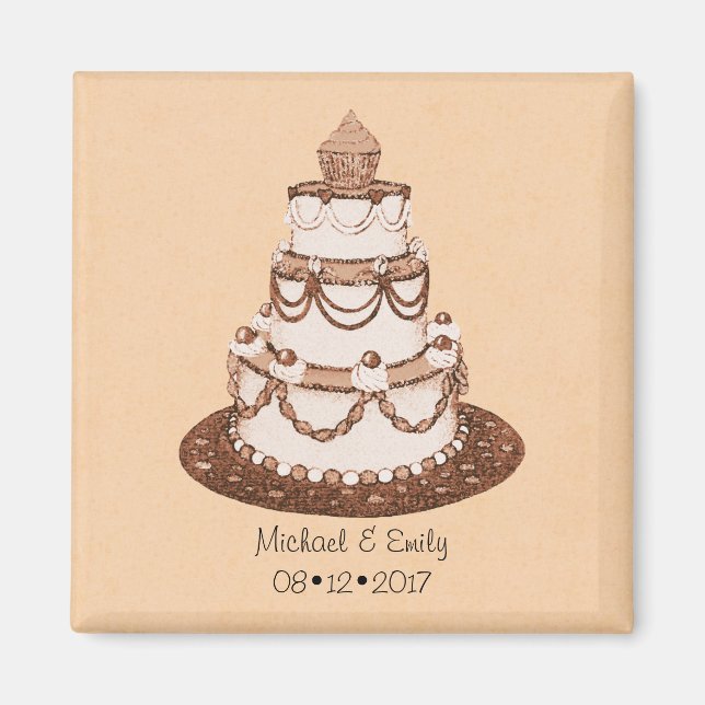 Custom Name Wedding Cake Magnet (Front)