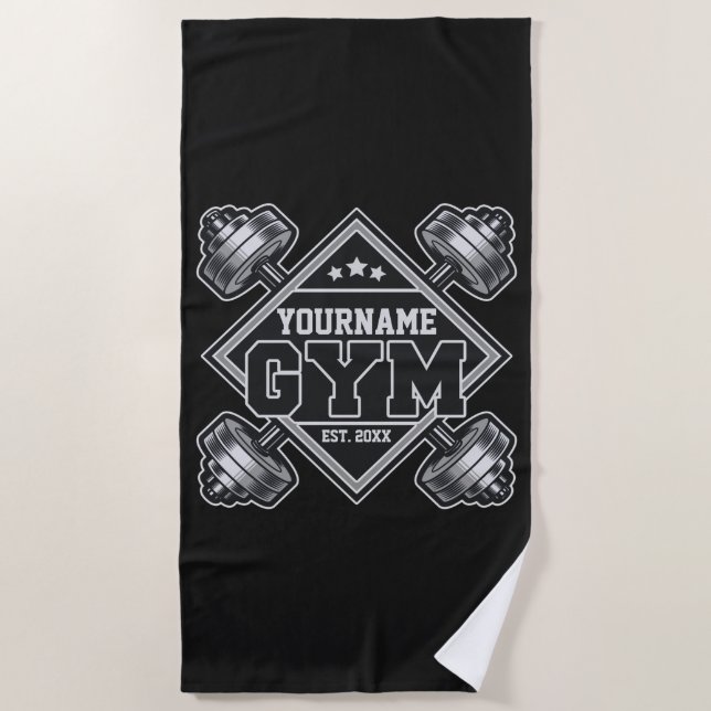 Custom NAME Weightlifting Home Crossfit Gym Beach Towel (Front)