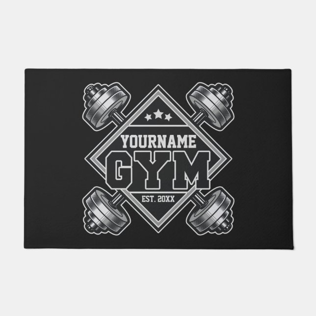 Custom NAME Weightlifting Home Crossfit Gym Doormat (Front)
