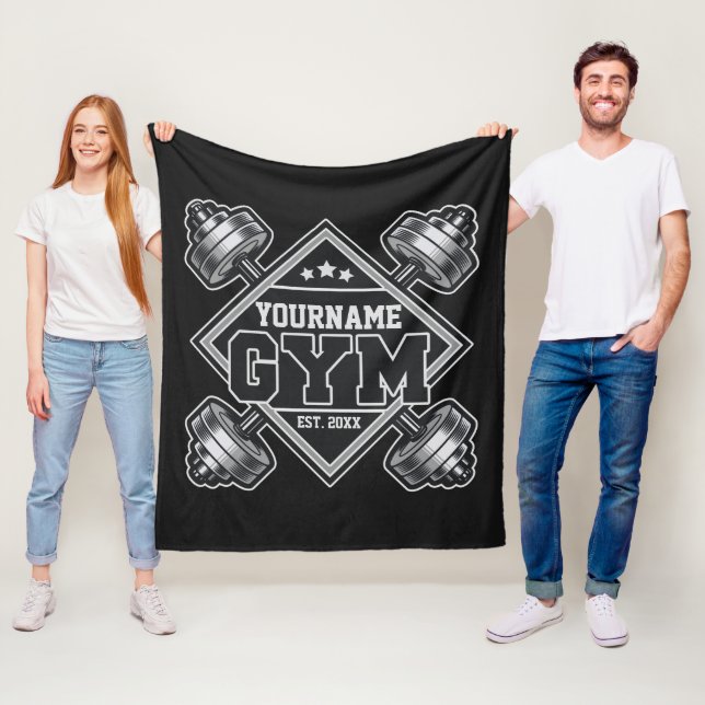 Custom NAME Weightlifting Home Crossfit Gym  Fleece Blanket (In Situ)