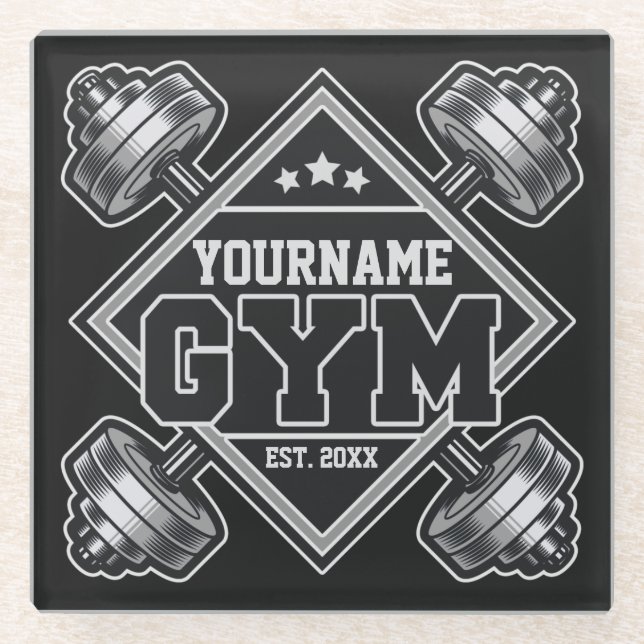 Custom NAME Weightlifting Home Crossfit Gym  Glass Coaster (Front)