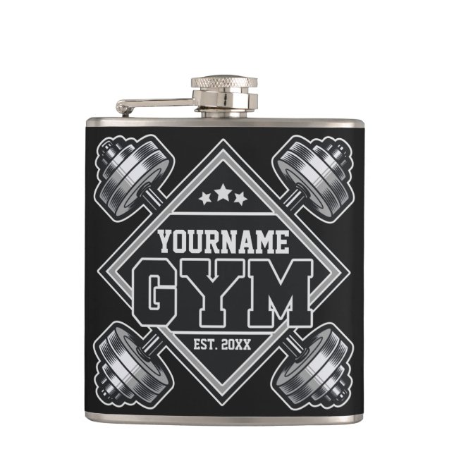 Custom NAME Weightlifting Home Crossfit Gym Hip Flask (Front)
