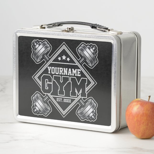 Custom NAME Weightlifting Home Crossfit Gym  Metal Lunch Box (In Situ)