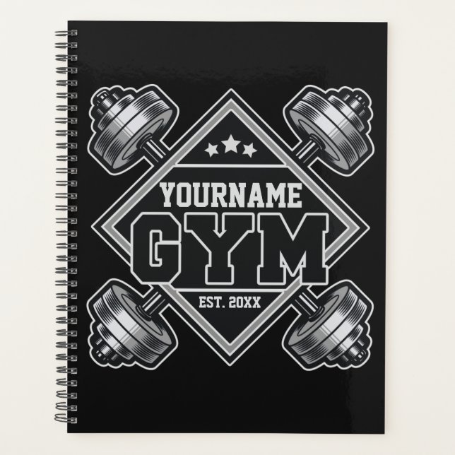 Custom NAME Weightlifting Home Crossfit Gym  Planner (Front)