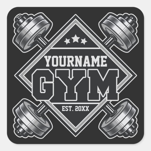Custom NAME Weightlifting Home Crossfit Gym Square Sticker (Front)