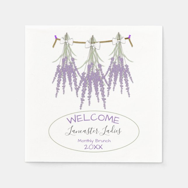 Custom Name Welcome Dried Lavender Bundles Brunch  Napkin (Front)