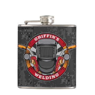 Custom NAME Welder Metal Fabricator Welding Shop Hip Flask