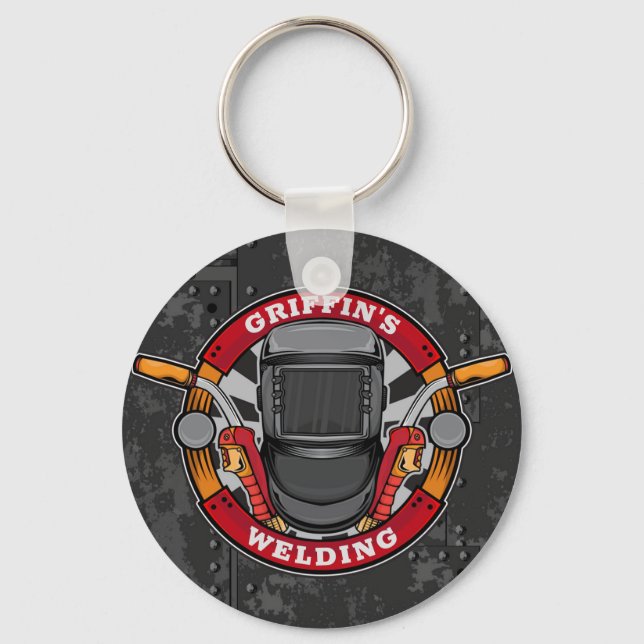Custom NAME Welder Metal Fabricator Welding Shop Key Ring (Front)