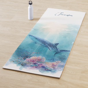 Custom Name Whale Shark Ocean Coral Reef  Yoga Mat