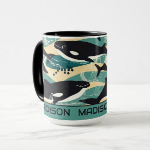 Custom Name Whales Pattern Mug