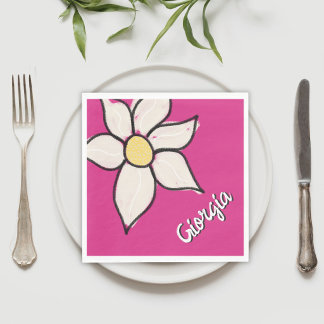 Custom Name Whimsical Daisy Floral Baby Shower Napkin