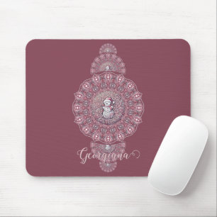 Custom Name Whimsical Snowman Ornamental Mandala Mouse Mat