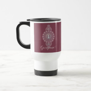 Custom Name Whimsical Snowman Ornamental Mandala Travel Mug