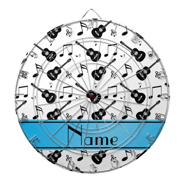 Custom name white black guitars music notes dartboard (Front)