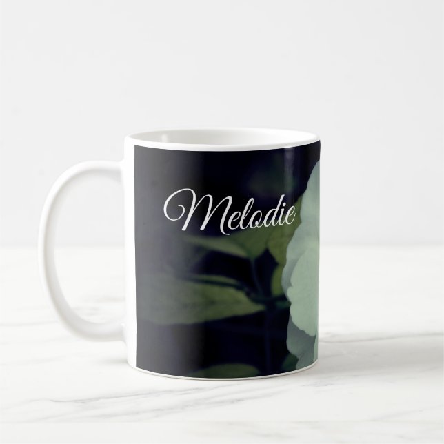 Custom Name White Blossom Photography Mug (Left)
