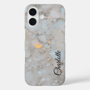 Custom Name White Crystal iPhone 16 Case