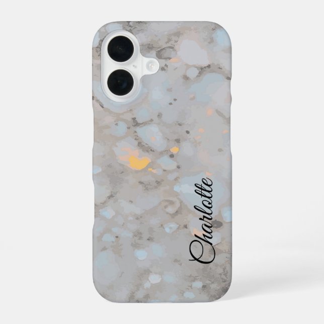 Custom Name White Crystal iPhone 16 Case (Back)