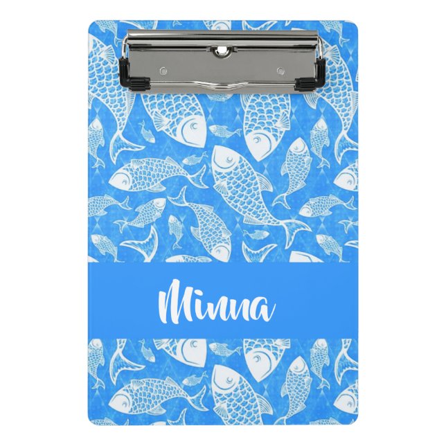 Custom name white fish mini clipboard (Front)