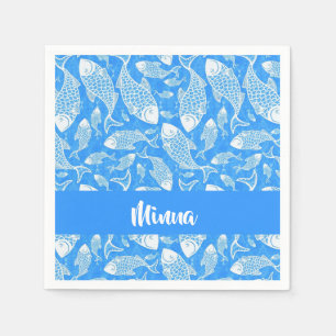 Custom name white fish napkin