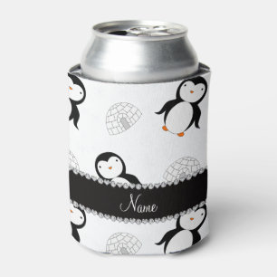 Custom name white penguins igloos snowflakes can cooler