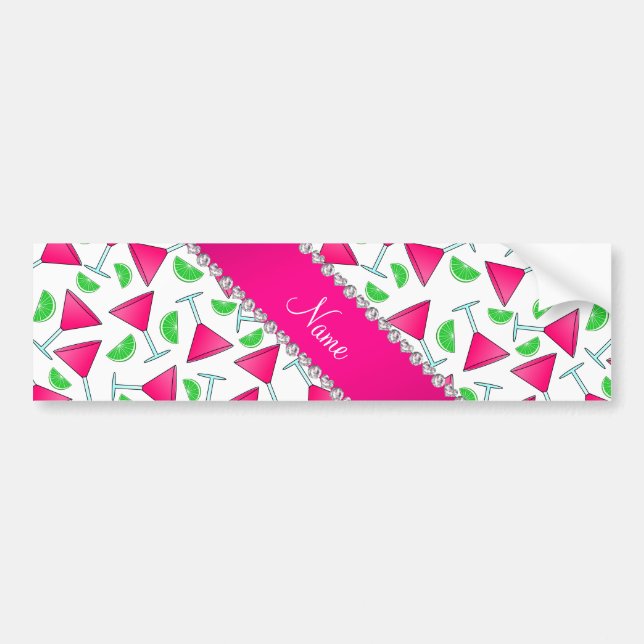 Custom name white pink cosmos limes bumper sticker (Front)