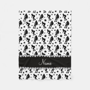 Custom name white roller derby stars fleece blanket