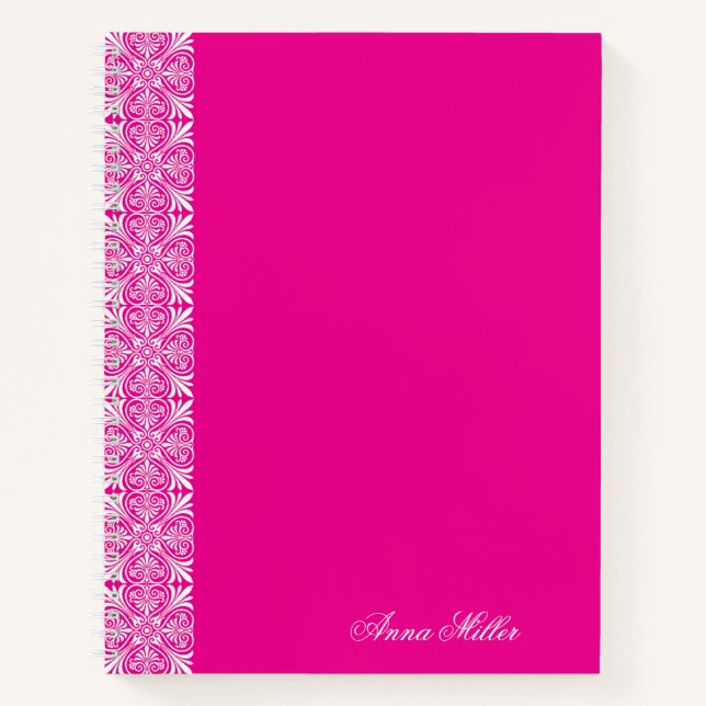 Custom Name white vector Pattern Notebook (Front)