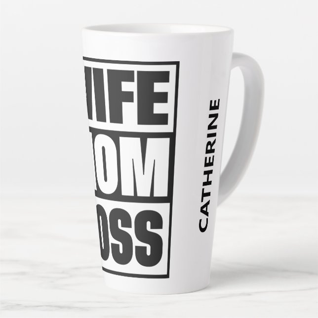 Custom Name Wife - Mum - Boss Latte Mug (Right Angle)