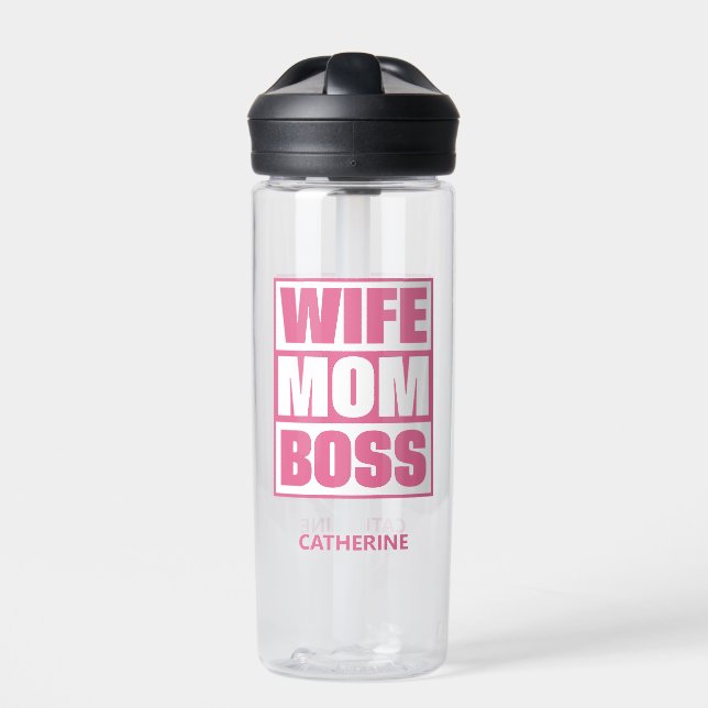 Custom Name Wife - Mum - Boss Water Bottle (Front)