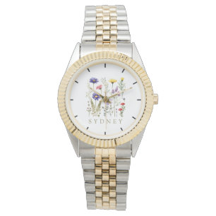 Custom Name Wild Flowers modern Watch