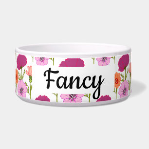 Custom Name Wild Flowers Pet Bowl