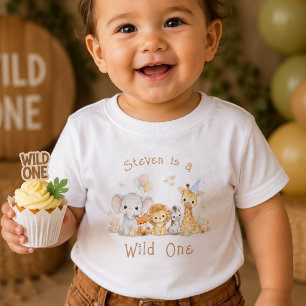 Custom Name Wild One 1st Birthday Baby Boy Shirt