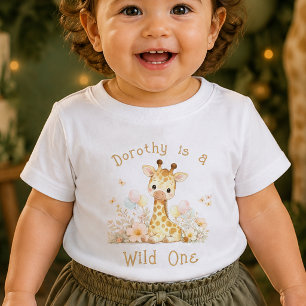 Custom Name Wild One 1st Birthday Baby T-Shirt
