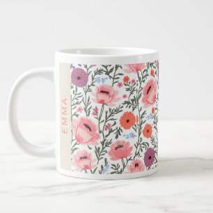 Custom Name Wildflower Floral Cottagecore Personal Large Coffee Mug