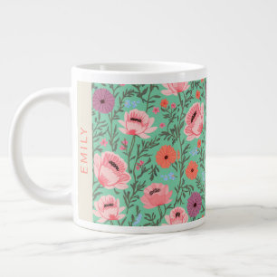 Custom Name Wildflower Floral Cottagecore Personal Large Coffee Mug
