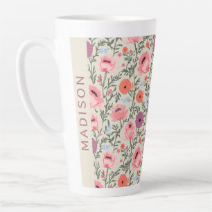 Custom Name Wildflower Floral Cottagecore Personal Latte Mug