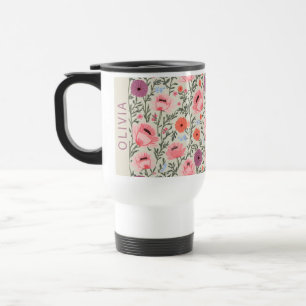 Custom Name Wildflower Floral Cottagecore Personal Travel Mug