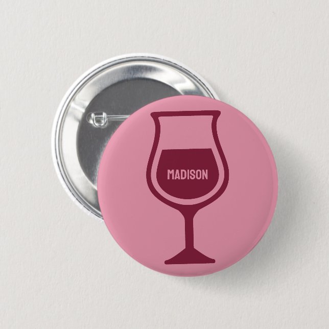Custom Name Wine Glass 6 Cm Round Badge (Front & Back)