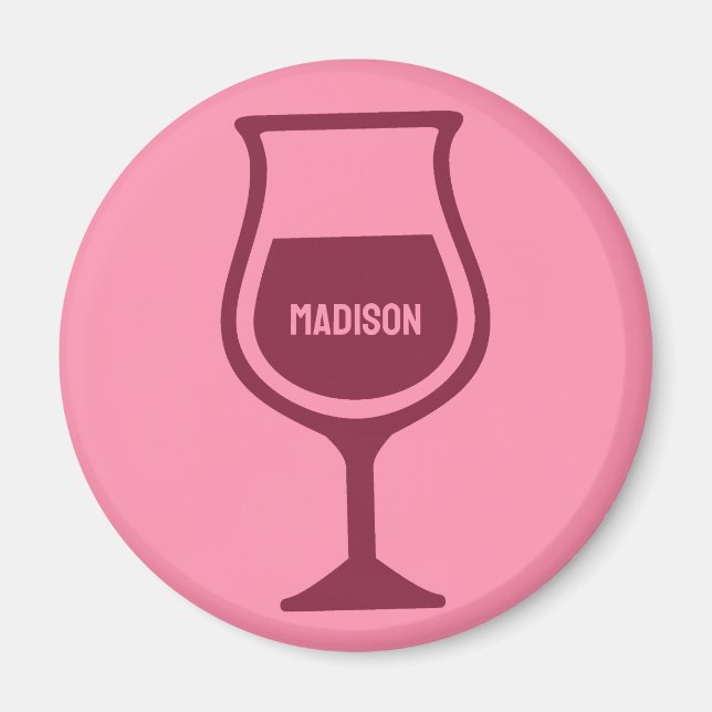 Custom Name Wine Glass Magnet (Front)