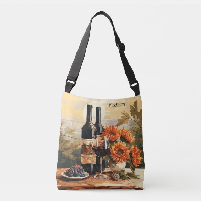 Custom Name Wine Lover's Crossbody Bag (Front)